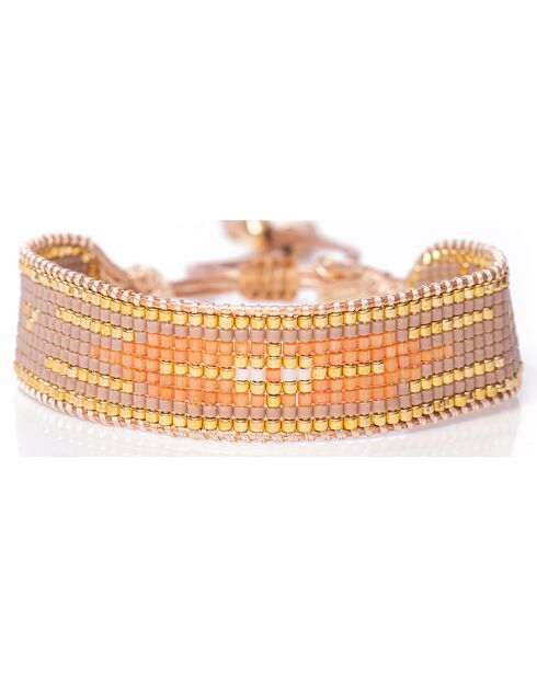 Bracelet Peach Nougat en Perles Miyuki pêche/nude/doré