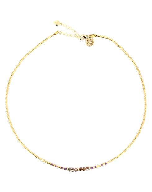 Collier May en Perles Miyuki mauve/doré