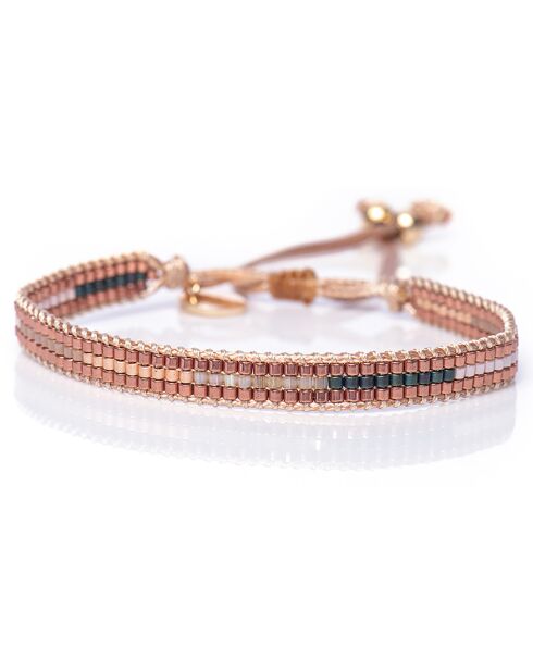 Bracelet Mexican Pink en Perles Miyuki cuivre/vert/nude