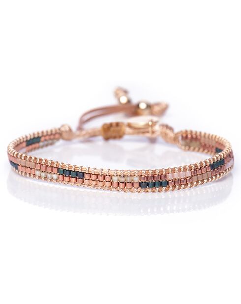 Bracelet Mexican Pink en Perles Miyuki cuivre/vert/nude