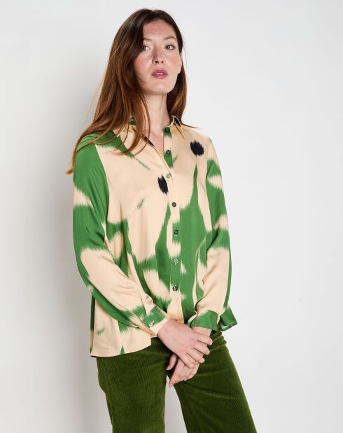 Chemise Droite Flore verte