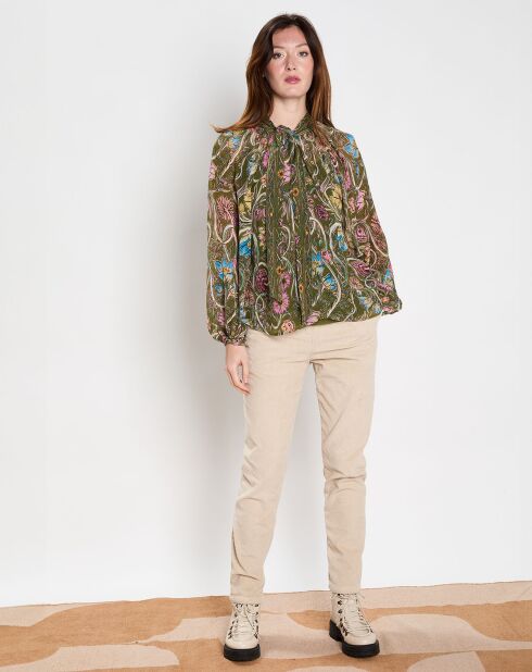 Blouse loose Anna kaki