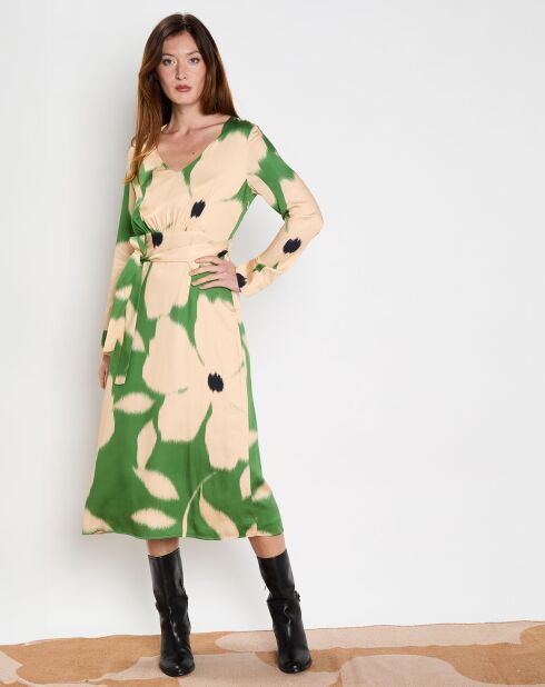 Robe Midi Flore verte