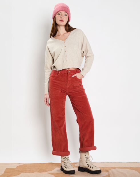 Pantalon évasé Ingrid brique