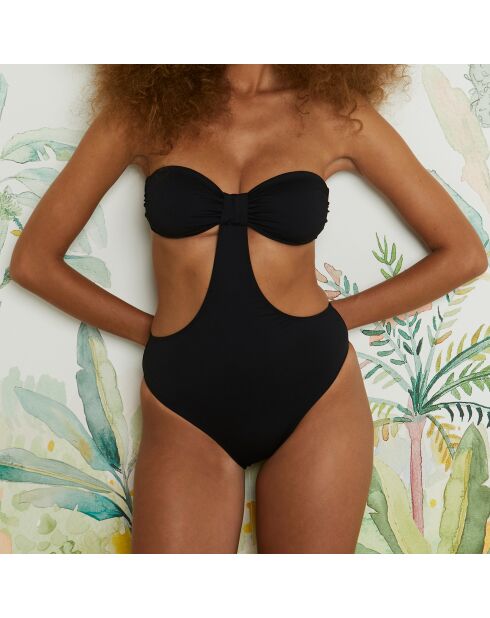 Formidable traje de baño trikini negro de una sola pieza