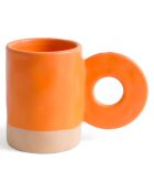 Tasse en céramique orange  multicolore - 14x7.5x10 cm