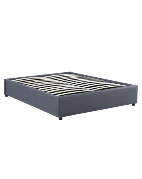 Lit coffre Otto en similicuir gris avec sommier 140x190cm