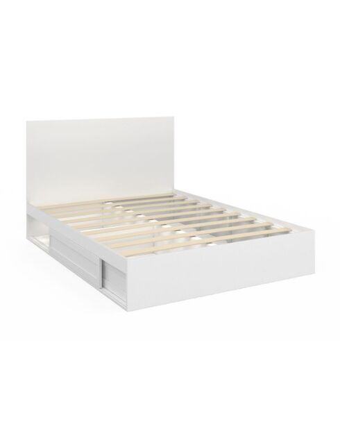 Cama Orem con somier, cabecera y cajón blanco incorporado 140x190 cm