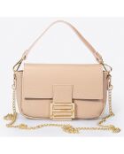Sac à main en Cuir Clara rose poudré - 19x6x12