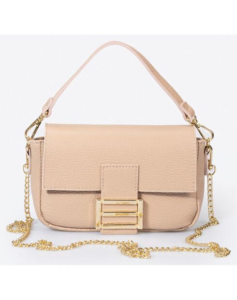 Sac à main en Cuir Clara rose poudré - 19x6x12
