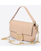 Sac à main en Cuir Clara rose poudré - 19x6x12