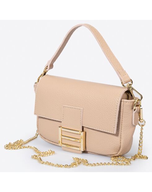 Sac à main en Cuir Clara rose poudré - 19x6x12