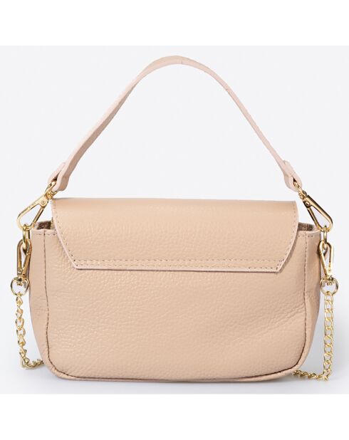 Sac à main en Cuir Clara rose poudré - 19x6x12