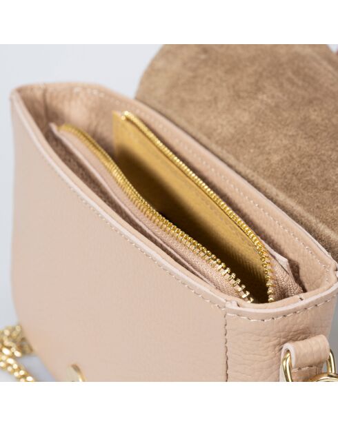 Sac à main en Cuir Clara rose poudré - 19x6x12