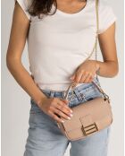Sac à main en Cuir Clara rose poudré - 19x6x12