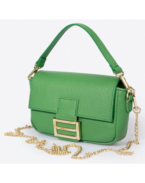 Bolso de mano de piel Clara verde - 19x6x12