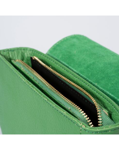 Bolso de mano de piel Clara verde - 19x6x12