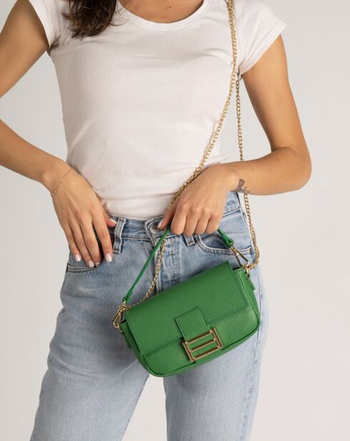 Bolso de mano de piel Clara verde - 19x6x12