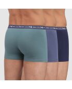 3 Boxers Coton Stretch bleu/vert