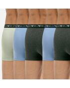 5 Boxers Coton Stretch bleu/vert