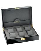 Set de 6 relojes de madera negros de lujo, 31,8 x 21,3 x 10 cm