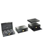 Set de 6 relojes de madera negros de lujo, 31,8 x 21,3 x 10 cm