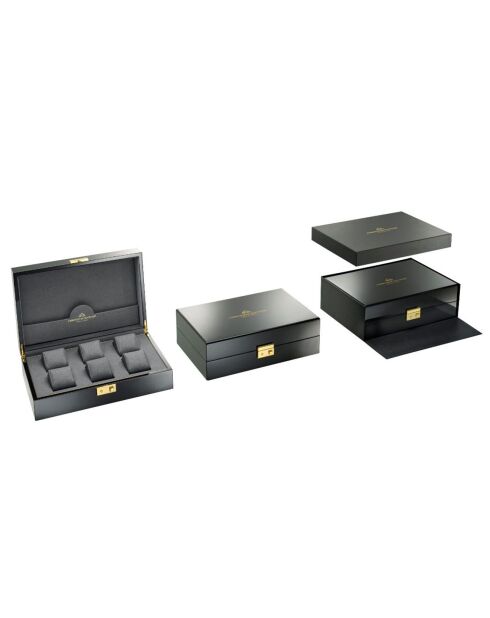 Set de 6 relojes de madera negros de lujo, 31,8 x 21,3 x 10 cm