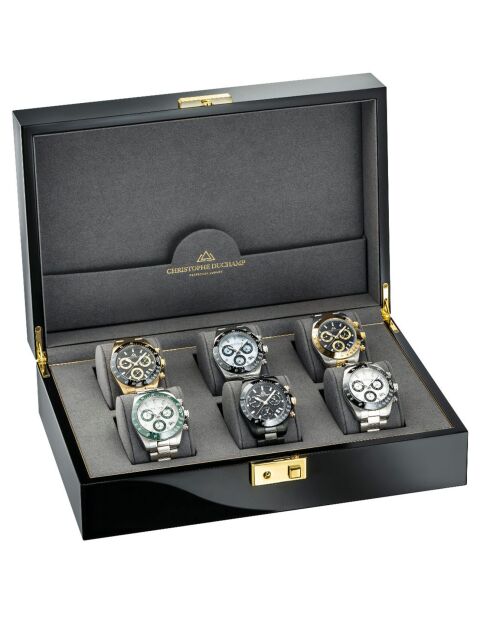 Coffret de Luxe 6 Montres en Bois noir - 31.8 x 21.3 x 10 cm