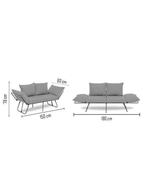 Canapé convertible 2 places Viper gris clair - 150x78x60 cm