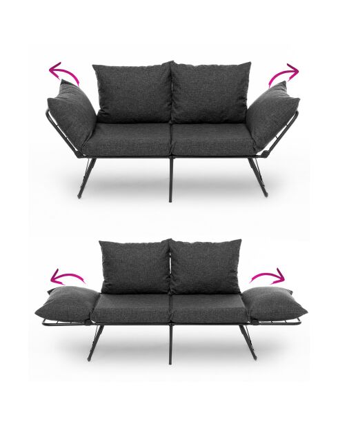 Canapé convertible 2 places Viper gris foncé - 150x78x60 cm