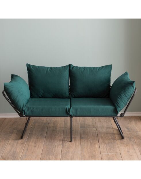 Canapé convertible 2 places Viper vert pétrole - 150x78x60 cm