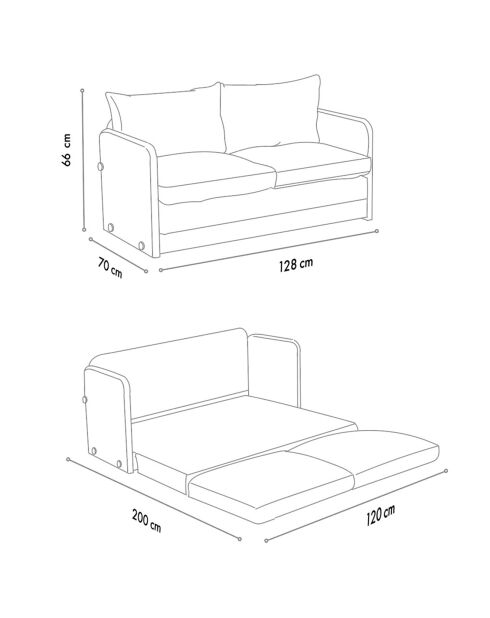 Canapé convertible 2 places Saga vert pétrole - 128x70x 66 cm