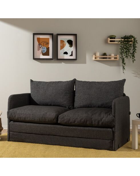 Canapé convertible 2 places Saga XL gris foncé - 148x70x66 cm