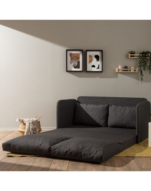 Canapé convertible 2 places Saga XL gris foncé - 148x70x66 cm