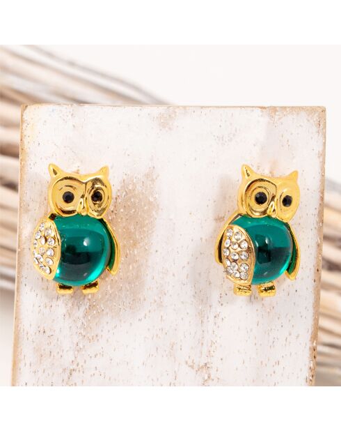 Noctua goud/groene oorbellen