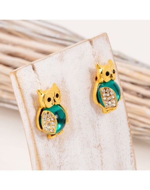 Noctua goud/groene oorbellen