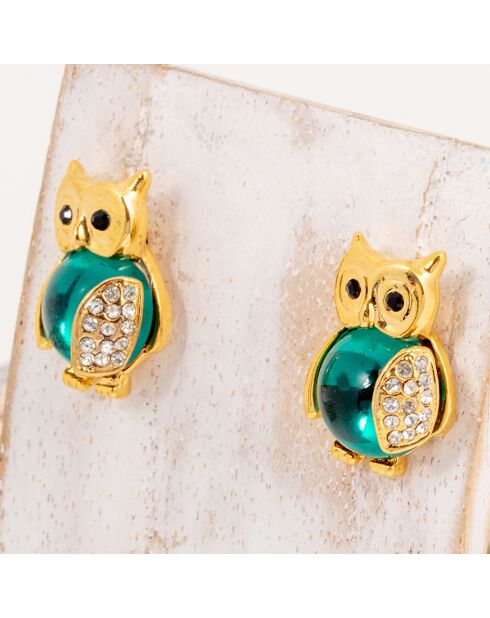 Noctua goud/groene oorbellen