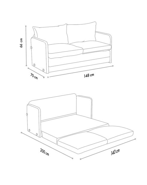 Canapé convertible 2 places Saga XL gris foncé - 148x70x66 cm