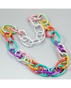 Sautoir Rock Chain argenté/multicolore
