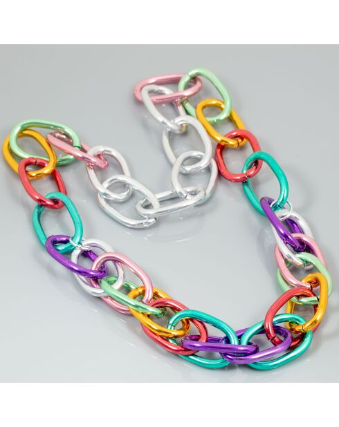 Sautoir Rock Chain argenté/multicolore