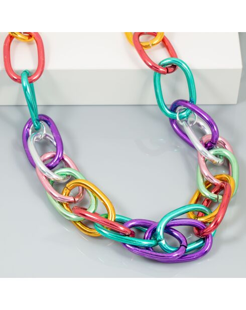 Sautoir Rock Chain argenté/multicolore