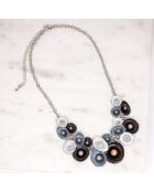 Collier Coraline argenté/noir/blanc