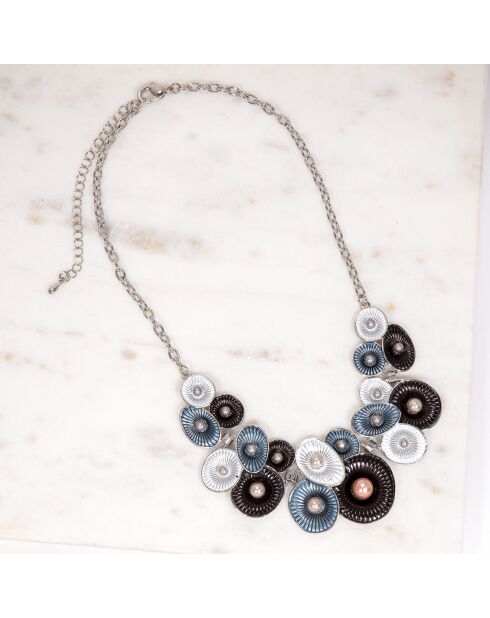Collier Coraline argenté/noir/blanc