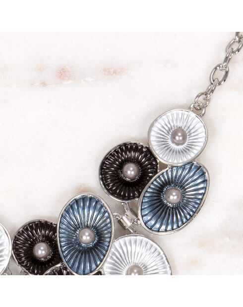 Collier Coraline argenté/noir/blanc