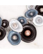 Collier Coraline argenté/noir/blanc