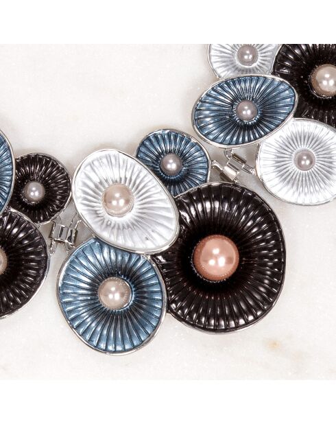 Collier Coraline argenté/noir/blanc