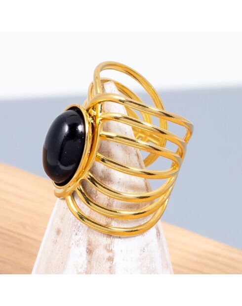 Bague ajustable Olma doré/rouge
