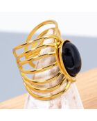 Bague ajustable Olma doré/rouge