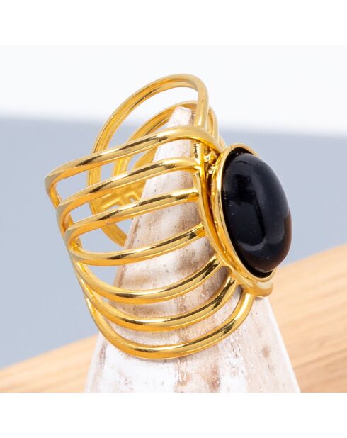 Bague ajustable Olma doré/rouge