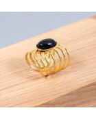 Bague ajustable Olma doré/rouge